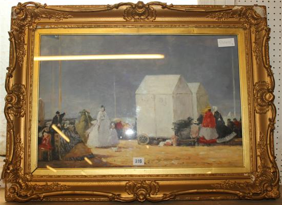 Beach scene oil